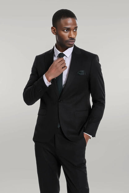 KOALA SYDNEY Plain 2 Piece Slim Fit Black Men Suit