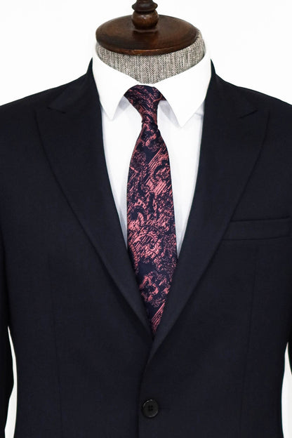 Plain 2 Piece Slim Fit Dark Blue Men Suit and Shirt Combination