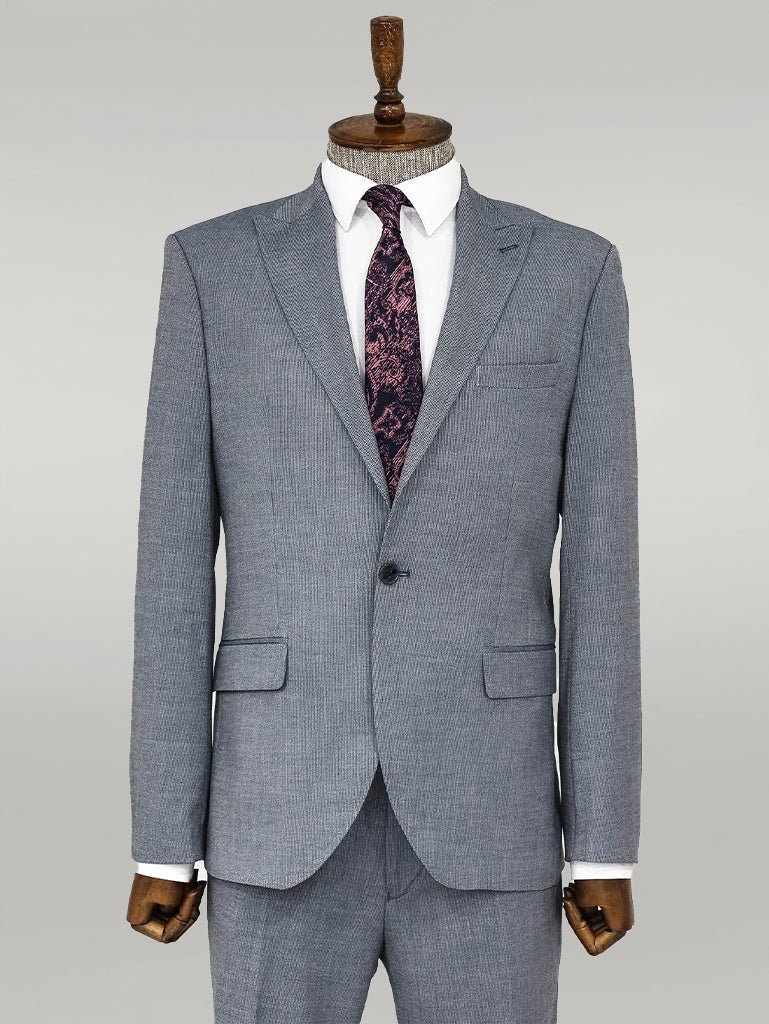 KOALA SYDNEY  Plain 2 Piece Slim Fit Blue Men Suit -