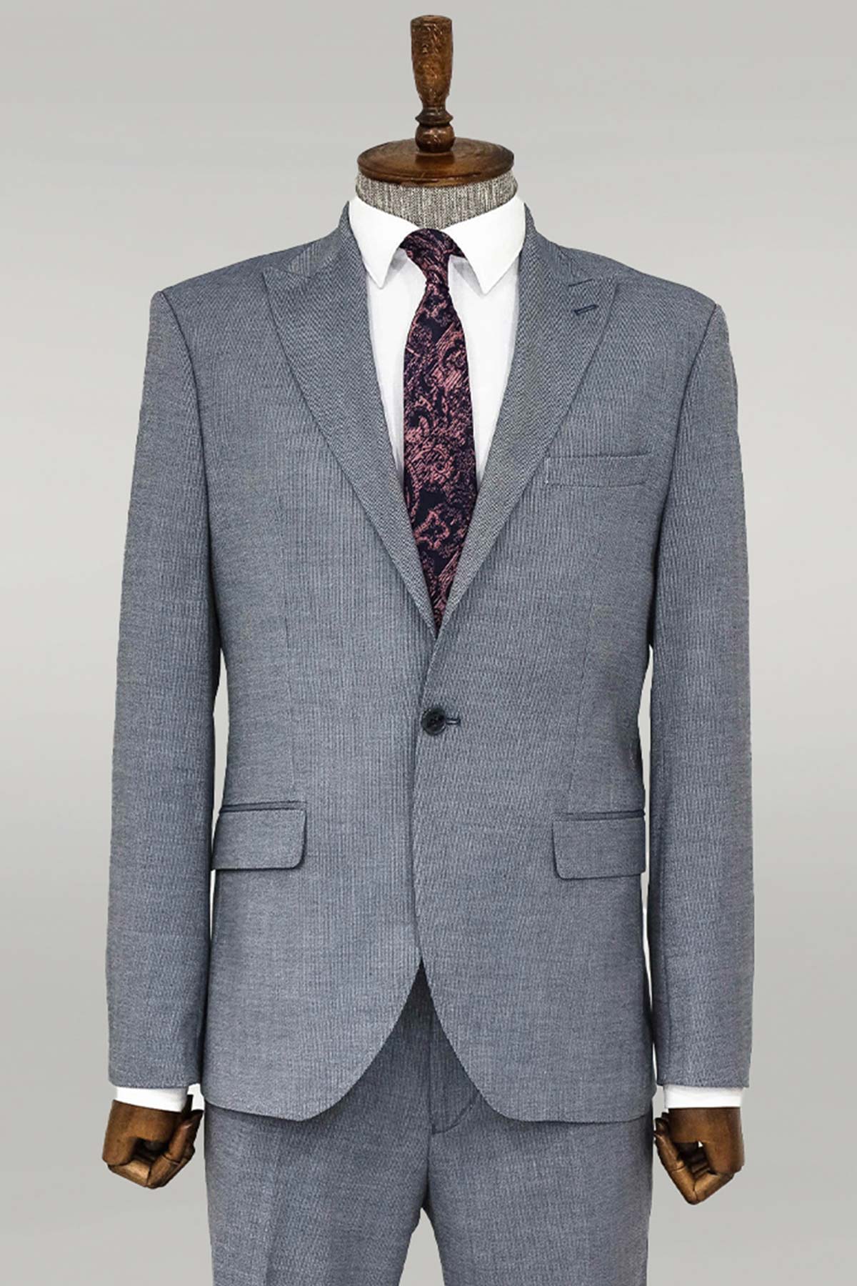 KOALA SYDNEY  Plain 2 Piece Slim Fit Blue Men Suit -