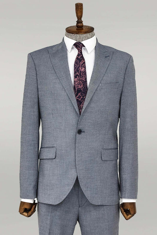 KOALA SYDNEY  Plain 2 Piece Slim Fit Blue Men Suit -