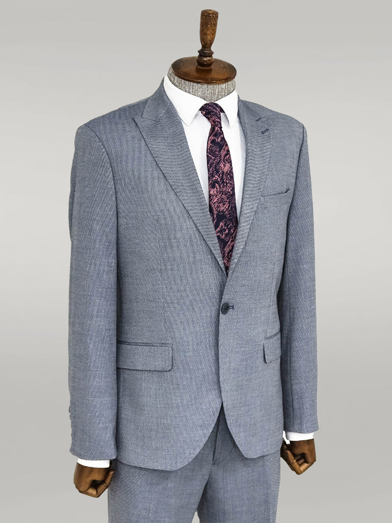 KOALA SYDNEY  Plain 2 Piece Slim Fit Blue Men Suit -