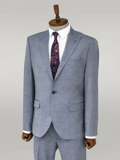 KOALA SYDNEY  Plain 2 Piece Slim Fit Blue Men Suit -