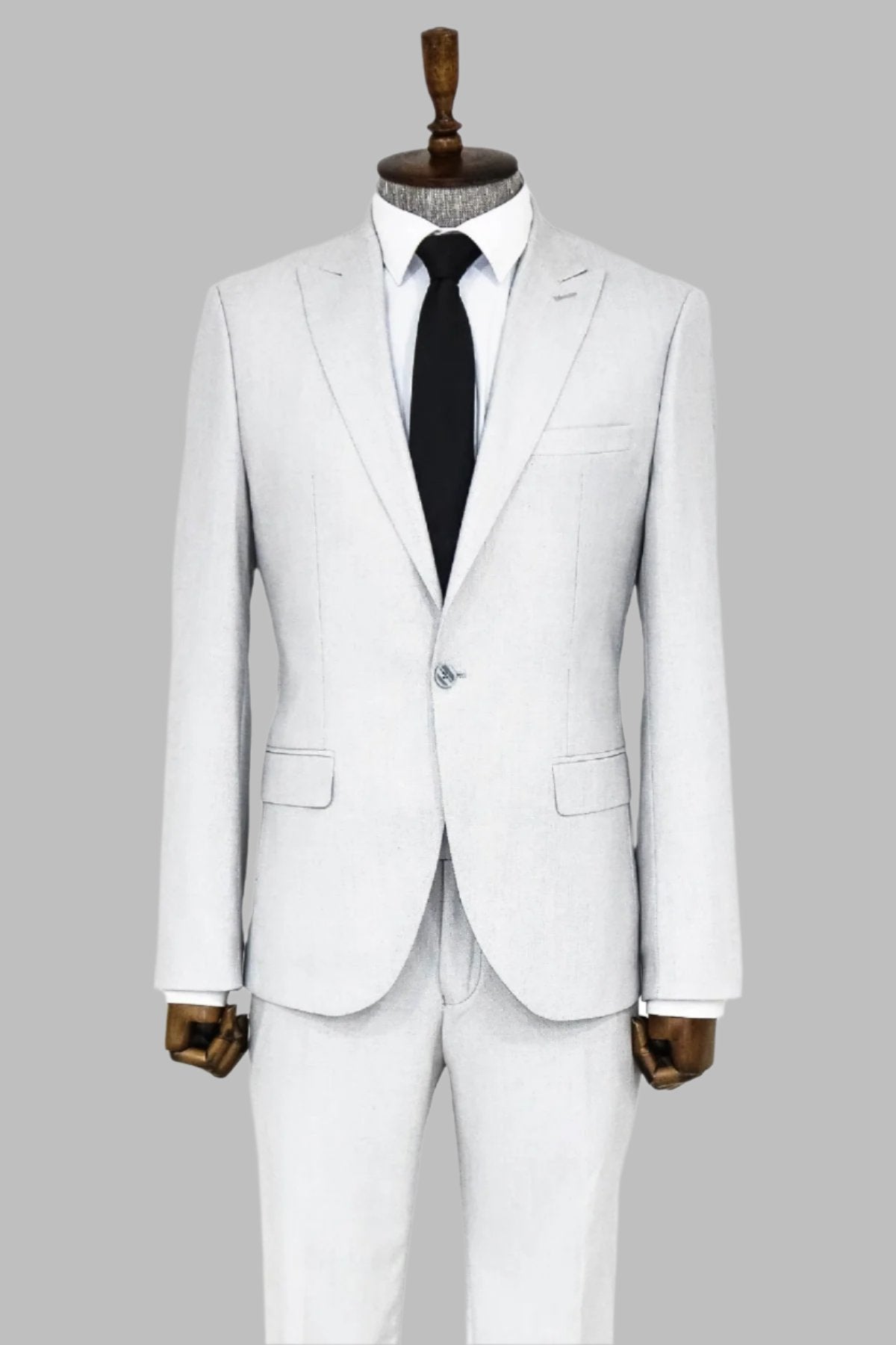 KOALA SYDNEY  Plain 2 Piece Slim Fit Light Grey Men Suit -