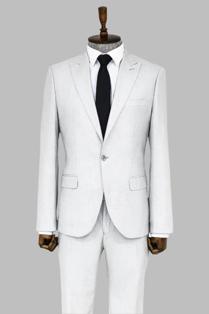 KOALA SYDNEY  Plain 2 Piece Slim Fit Light Grey Men Suit -