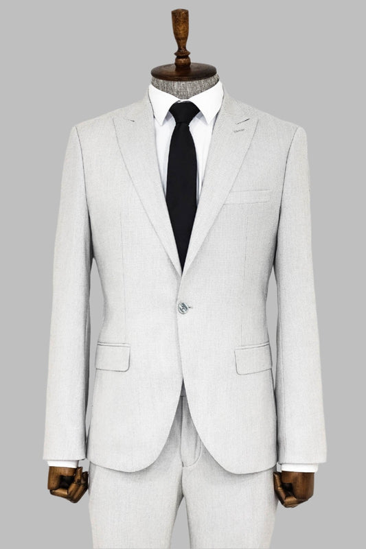 KOALA SYDNEY  Plain 2 Piece Slim Fit Light Grey Men Suit -