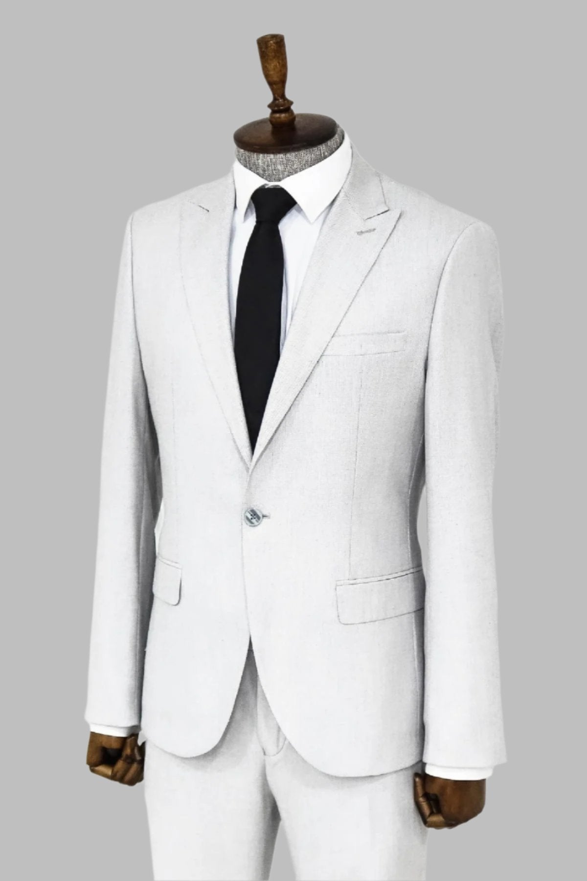 KOALA SYDNEY  Plain 2 Piece Slim Fit Light Grey Men Suit -
