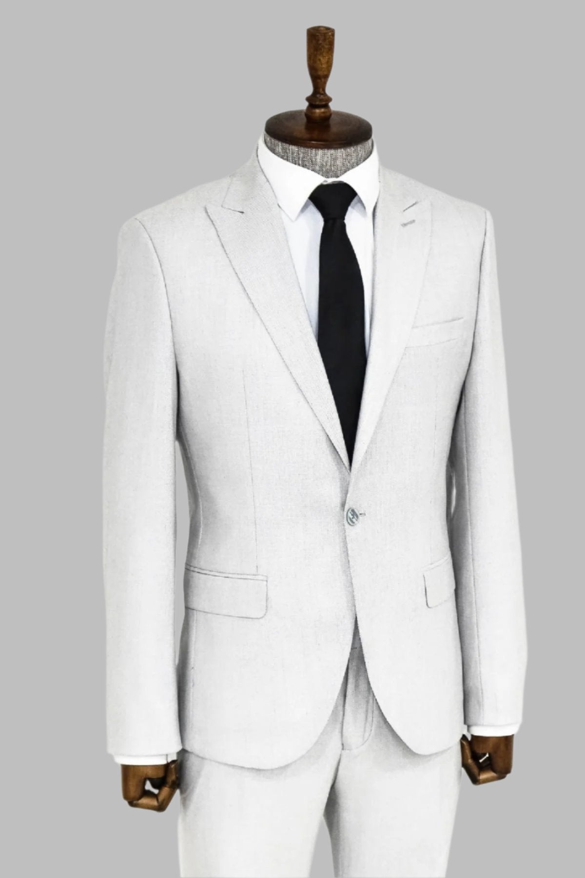 KOALA SYDNEY  Plain 2 Piece Slim Fit Light Grey Men Suit -
