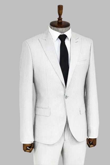 KOALA SYDNEY  Plain 2 Piece Slim Fit Light Grey Men Suit -