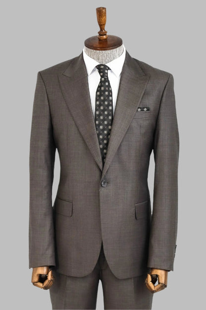 KOALA SYDNEY  Wool Slim Fit Brown Men Suit -