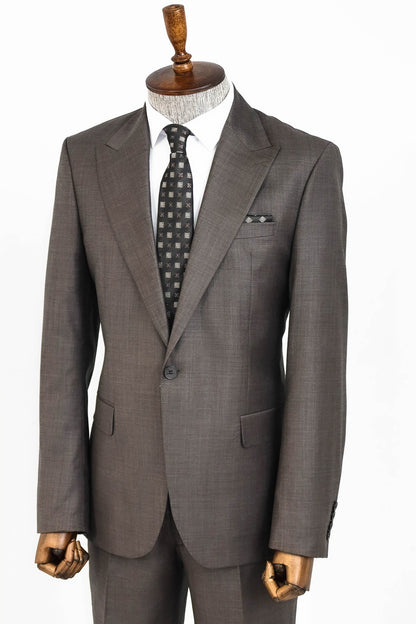 KOALA SYDNEY  Wool Slim Fit Brown Men Suit -