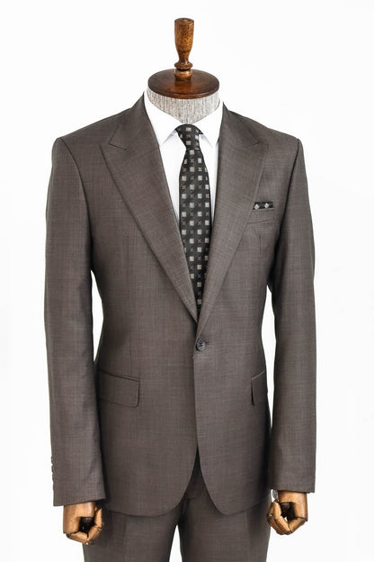 KOALA SYDNEY  Wool Slim Fit Brown Men Suit -