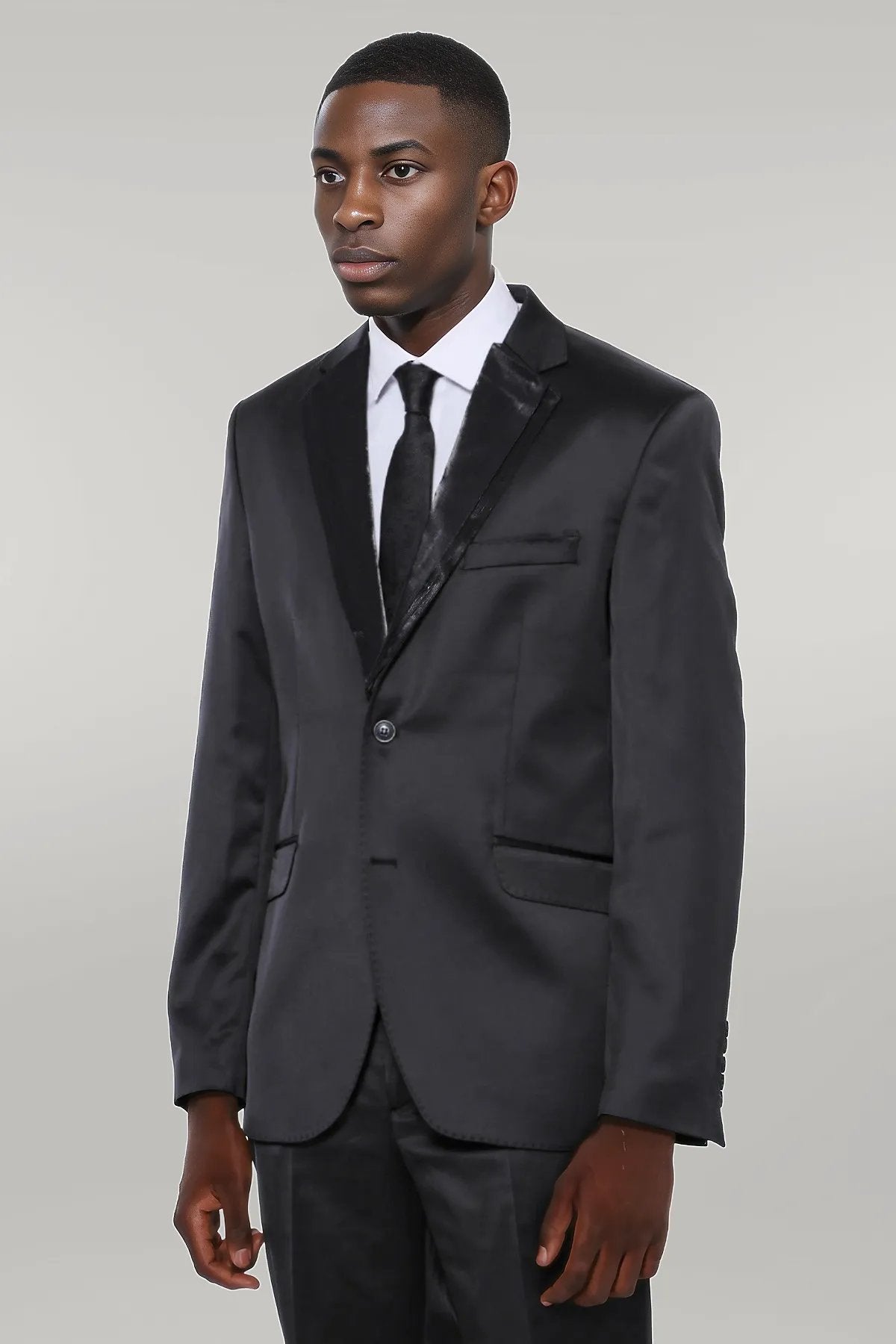 KOALA SYDNEY Two Buttons Two Piece Shiny Black Men Suit
