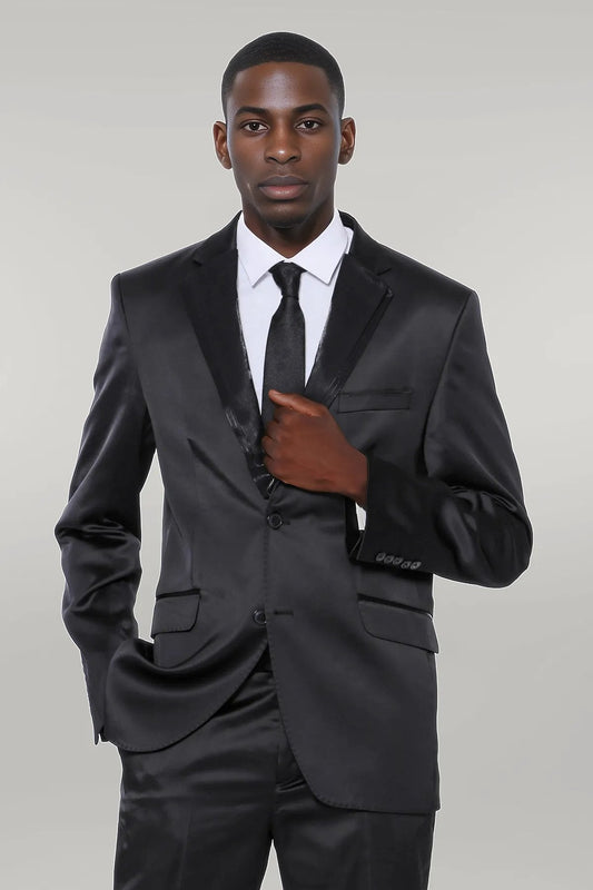 KOALA SYDNEY Two Buttons Two Piece Shiny Black Men Suit