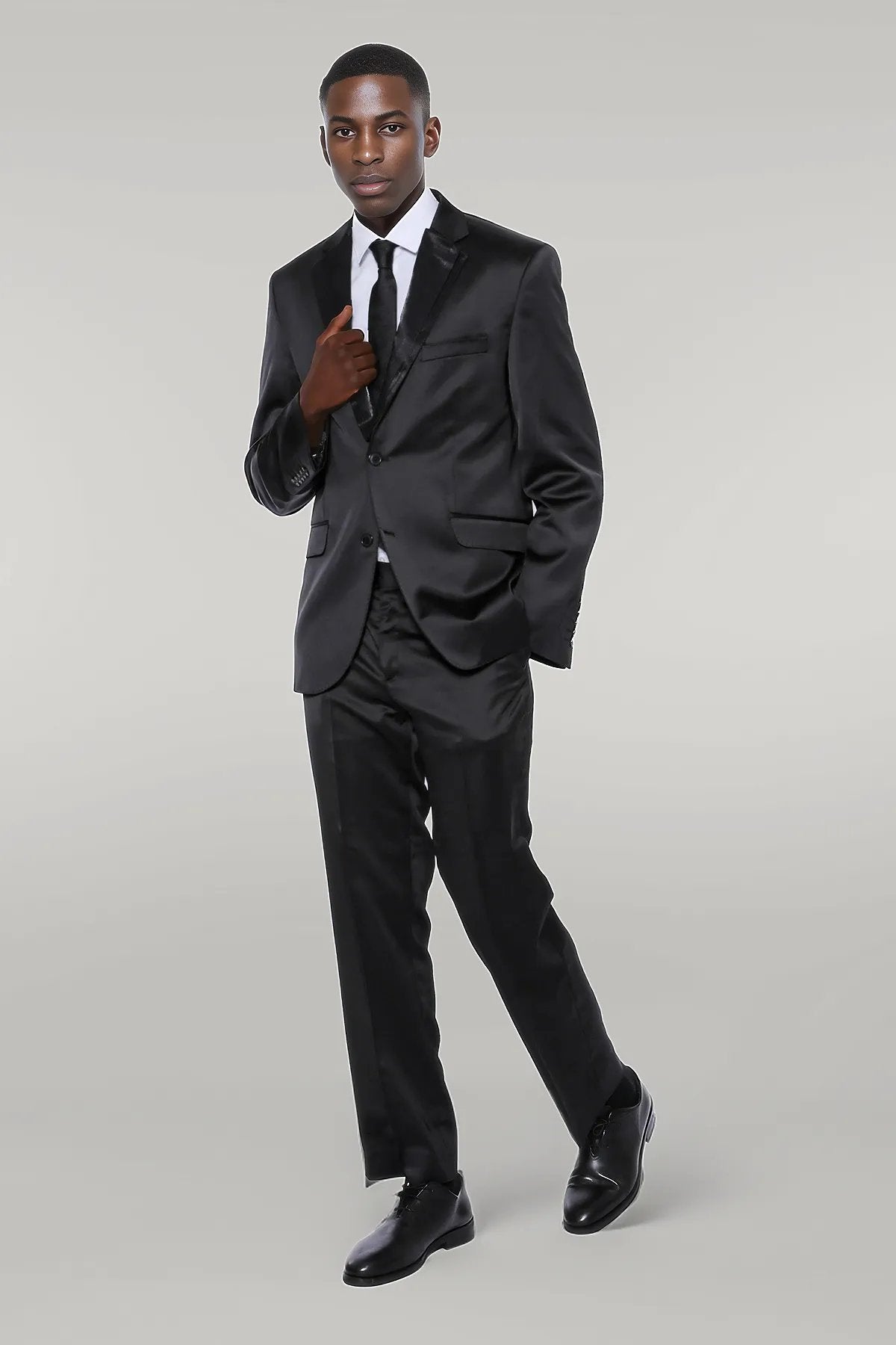 KOALA SYDNEY Two Buttons Two Piece Shiny Black Men Suit