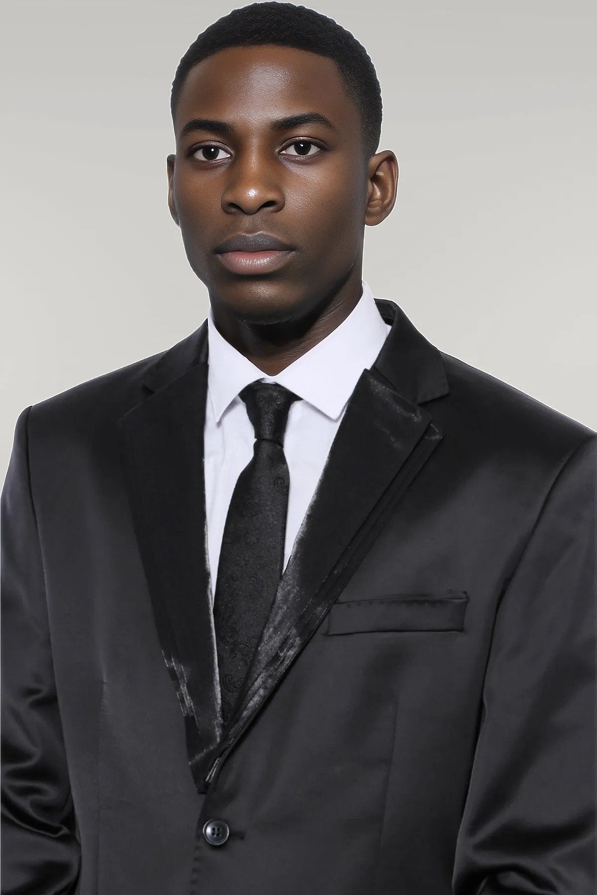 KOALA SYDNEY Two Buttons Two Piece Shiny Black Men Suit