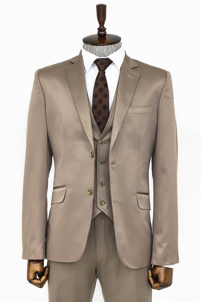 KOALA SYDNEY  Plain Vested Light Brown Men Suit -