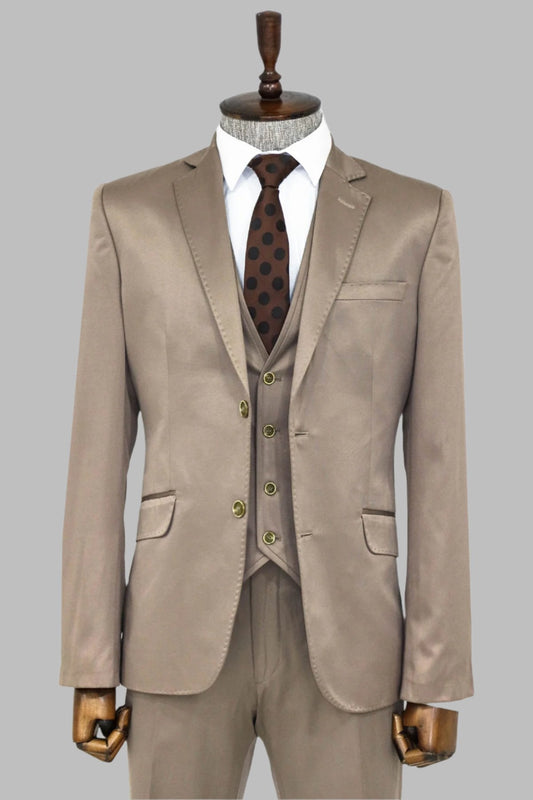 KOALA SYDNEY  Plain Vested Light Brown Men Suit -