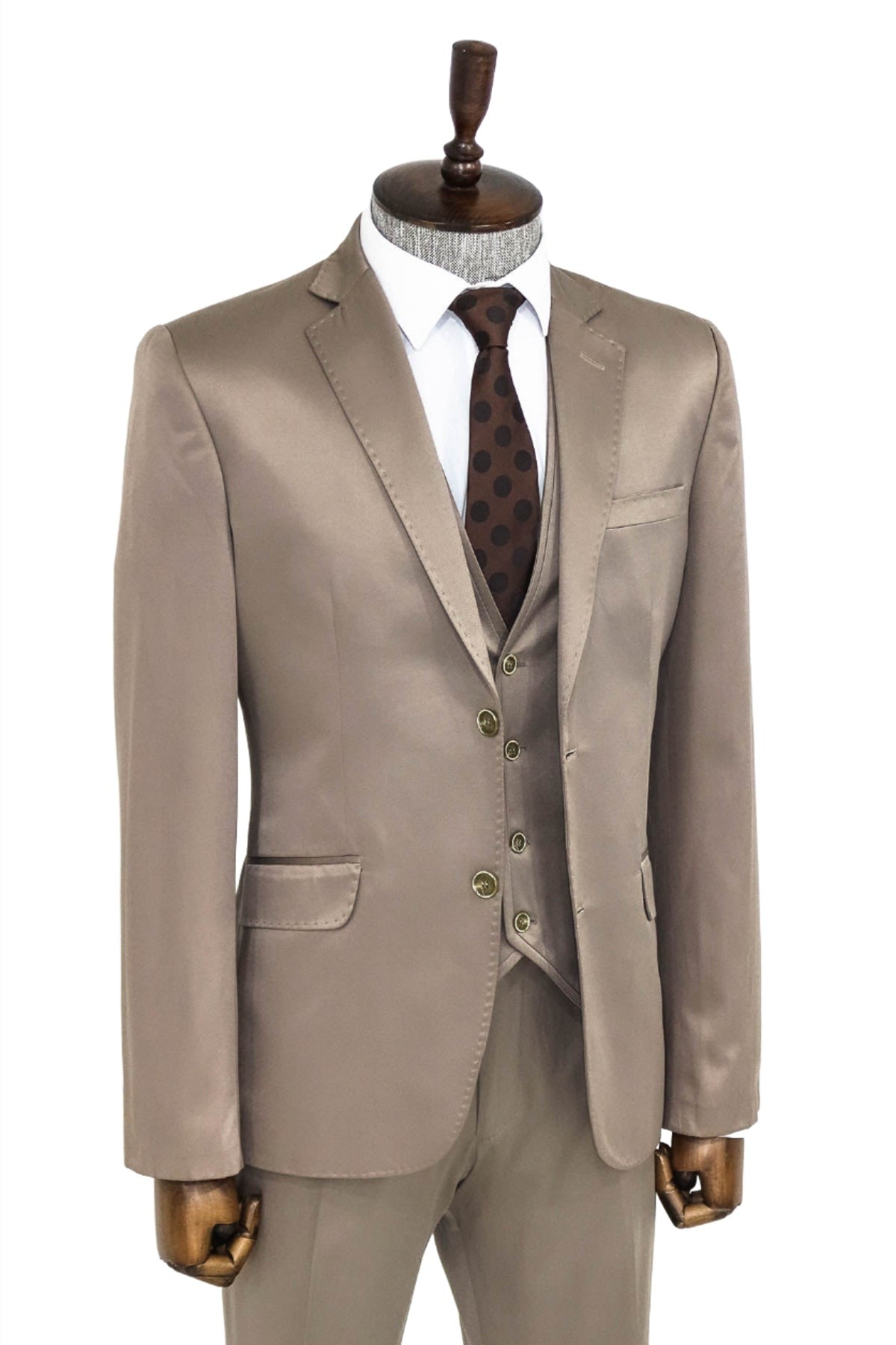 KOALA SYDNEY  Plain Vested Light Brown Men Suit -