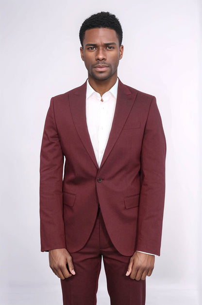 KOALA SYDNEY  Single Buttons 2 Piece Burgundy Men Suit -