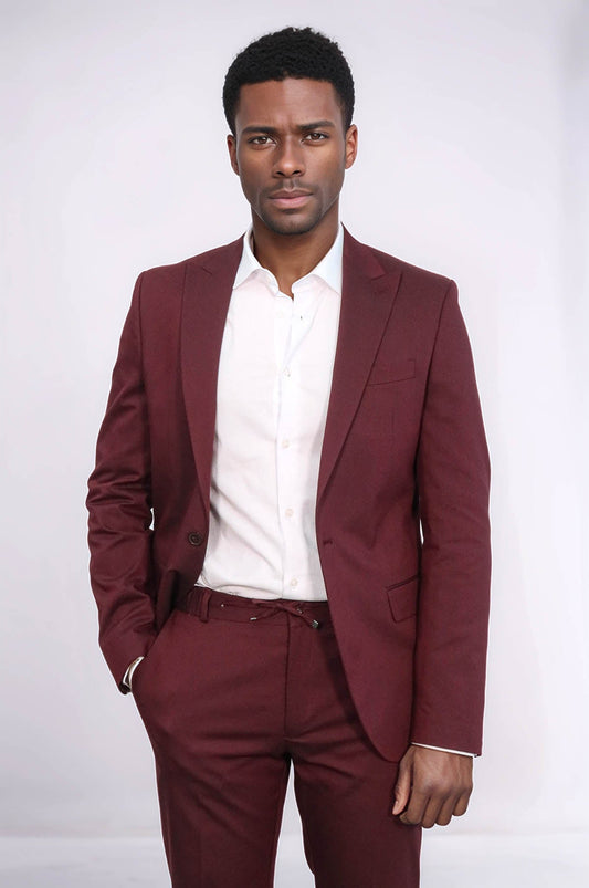 KOALA SYDNEY  Single Buttons 2 Piece Burgundy Men Suit -