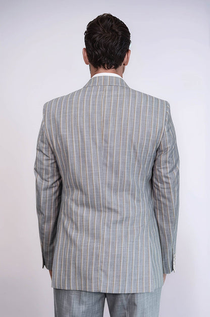 KOALA SYDNEY  Striped Blazer Plain Pants Grey Men Suit -