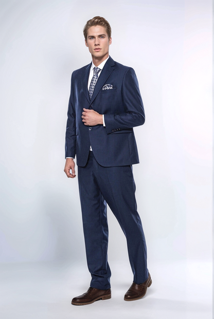 4 Drop Navy Blue Polyviscose Suit