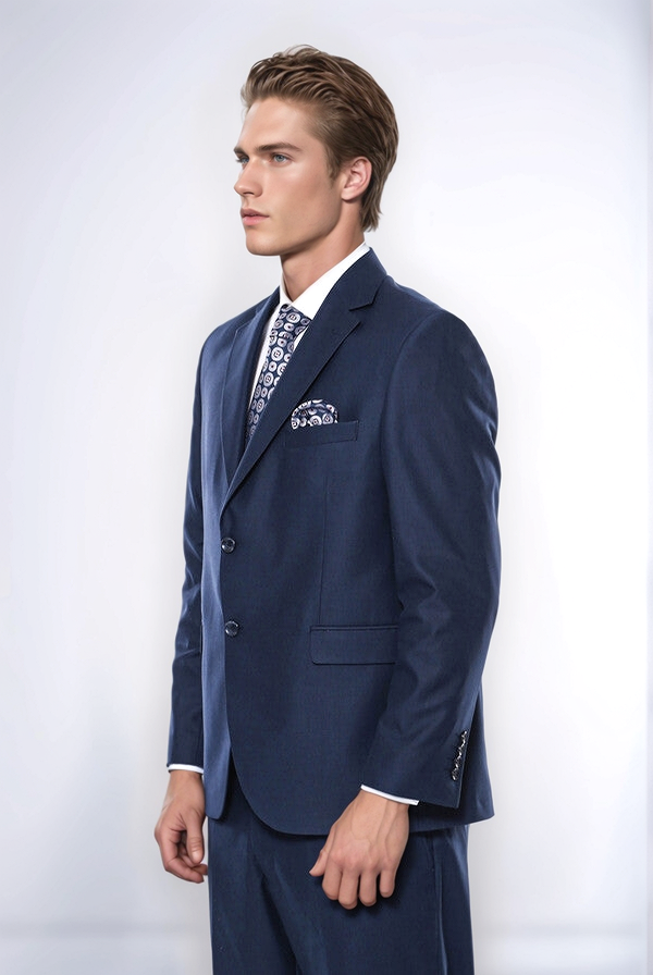 4 Drop Navy Blue Polyviscose Suit