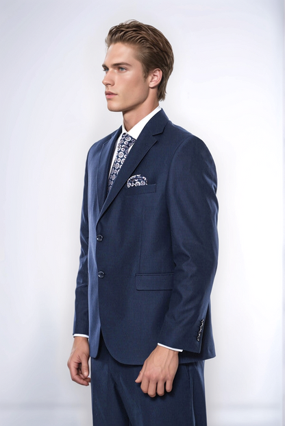 4 Drop Navy Blue Polyviscose Suit
