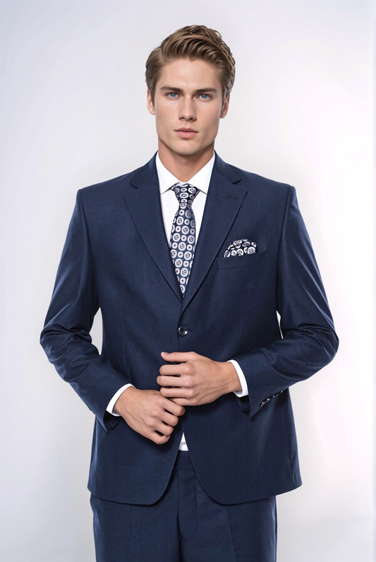 4 Drop Navy Blue Polyviscose Suit