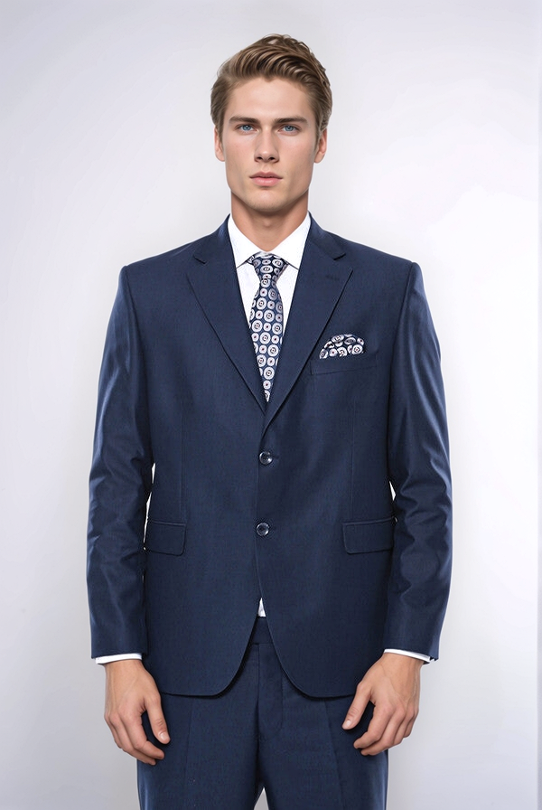 4 Drop Navy Blue Polyviscose Suit
