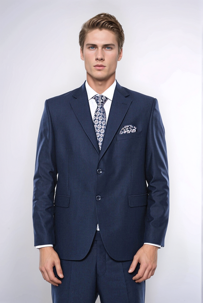 4 Drop Navy Blue Polyviscose Suit