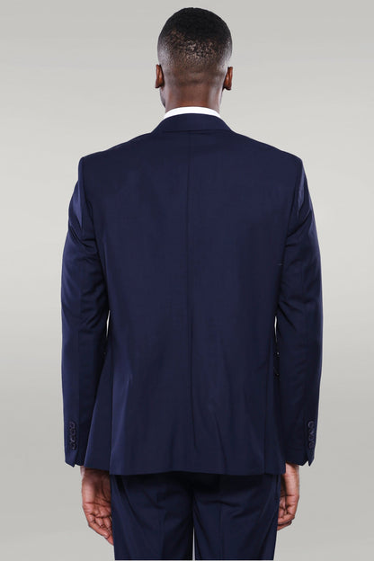 Navy Blue Plain 3-Piece Suit with Vest