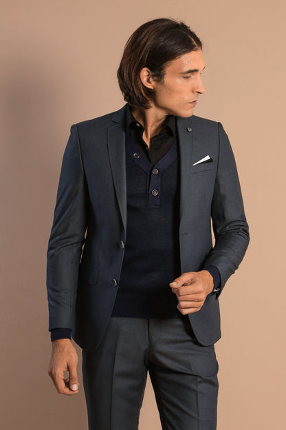 Smoked Slim Fit Men's Suit with Vest |