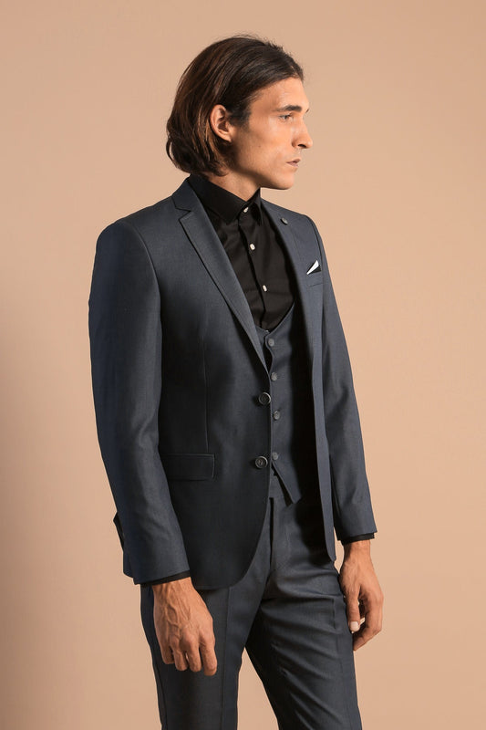 Smoked Slim Fit Men's Suit with Vest |