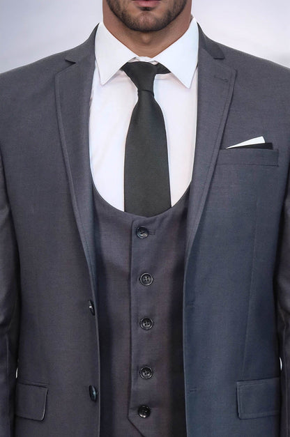Plain Vested Anthracite Men's Suit
