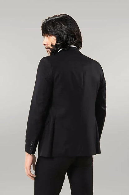 KOALA SYDNEY  Notch Lapel Slim Fit Single Button Black Suit |