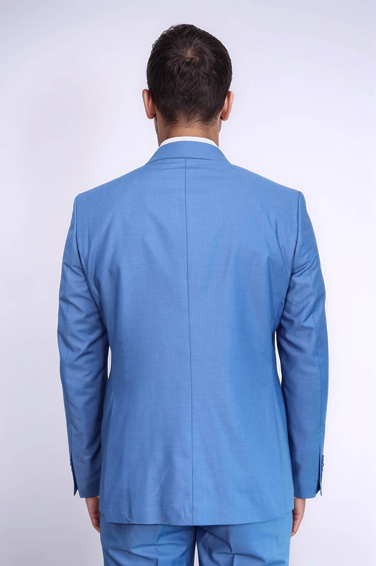 Plain Slim Fit Navy Blue Men Suit