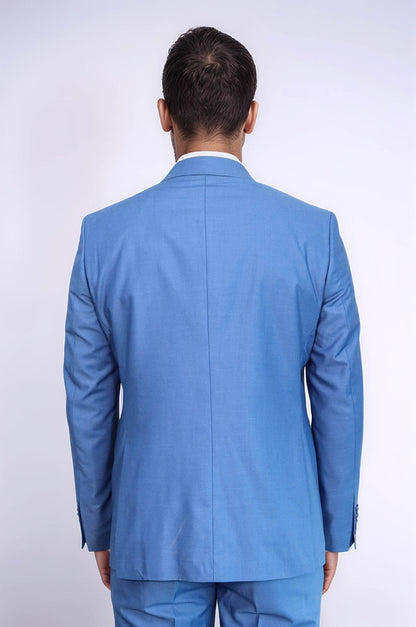 Plain Slim Fit Navy Blue Men Suit