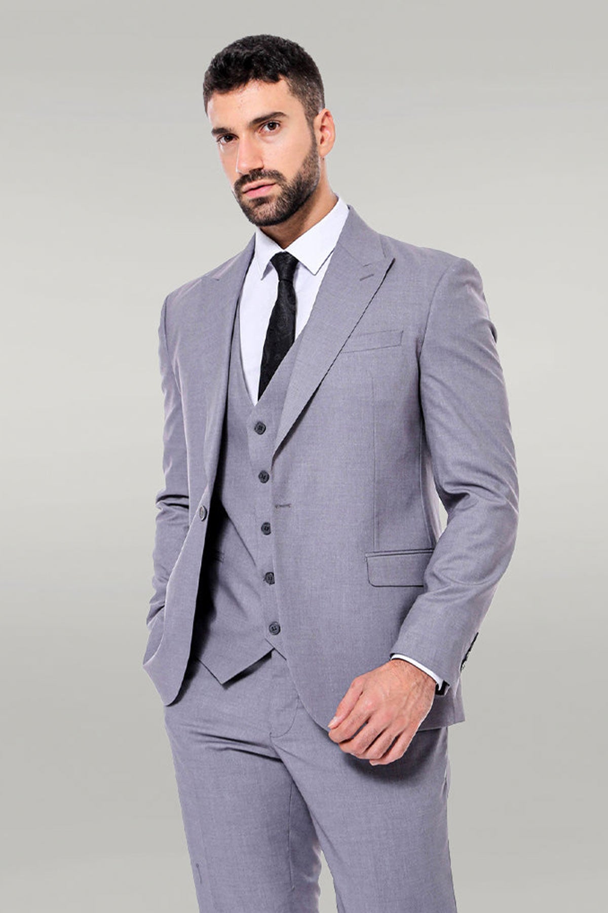 KOALA SYDNEY  Grey Men's Plain Suit with Vest