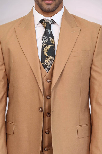 KOALA SYDNEY  Plain Slim Fit Tan Men Suit -