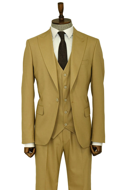 KOALA SYDNEY  Tan Men's Plain Suit with Vest
