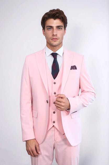 KOALA SYDNEY  Pink Men's Plain Suit with Vest