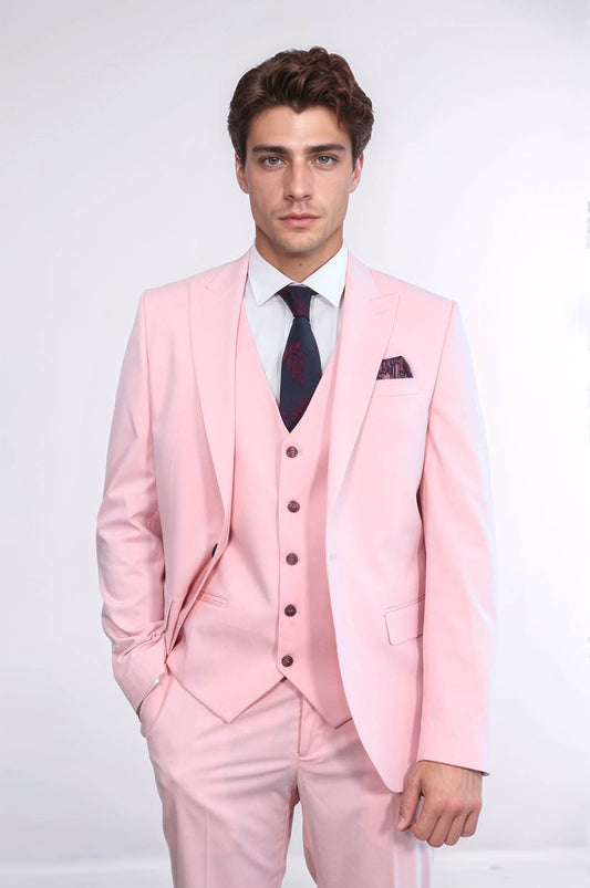 KOALA SYDNEY  Pink Men's Plain Suit with Vest