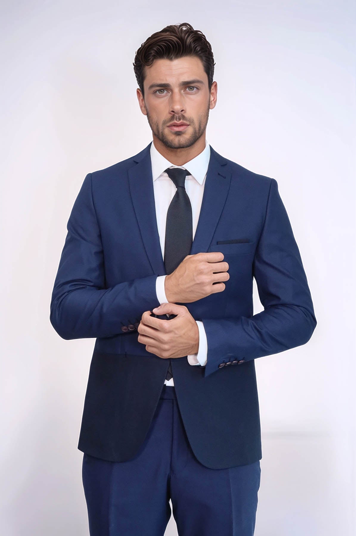 Fragmental Navy Blue Men Suit