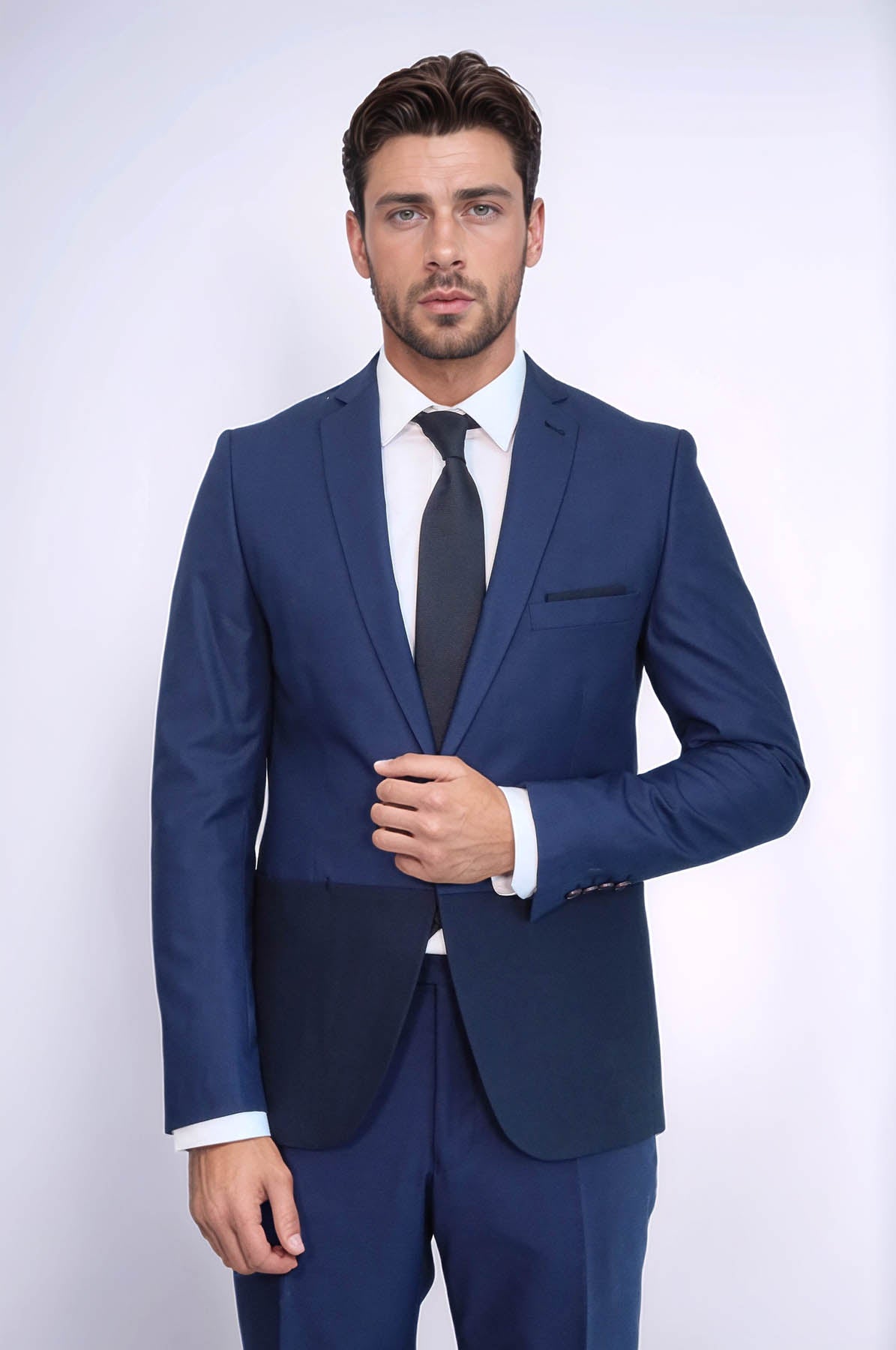 Fragmental Navy Blue Men Suit