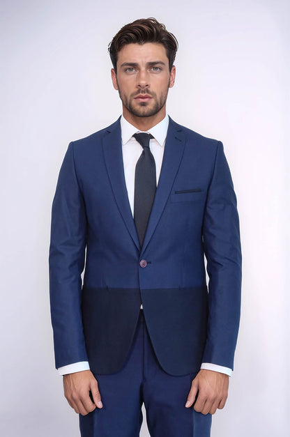 Fragmental Navy Blue Men Suit
