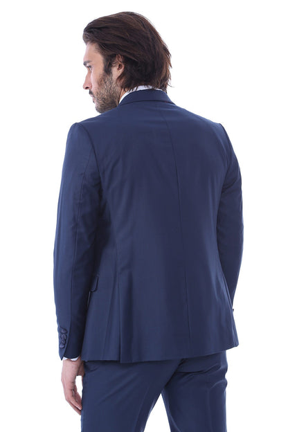 KOALA SYDNEY  2 Piece Tuxedo Collar Piping Navy Blue Suit-