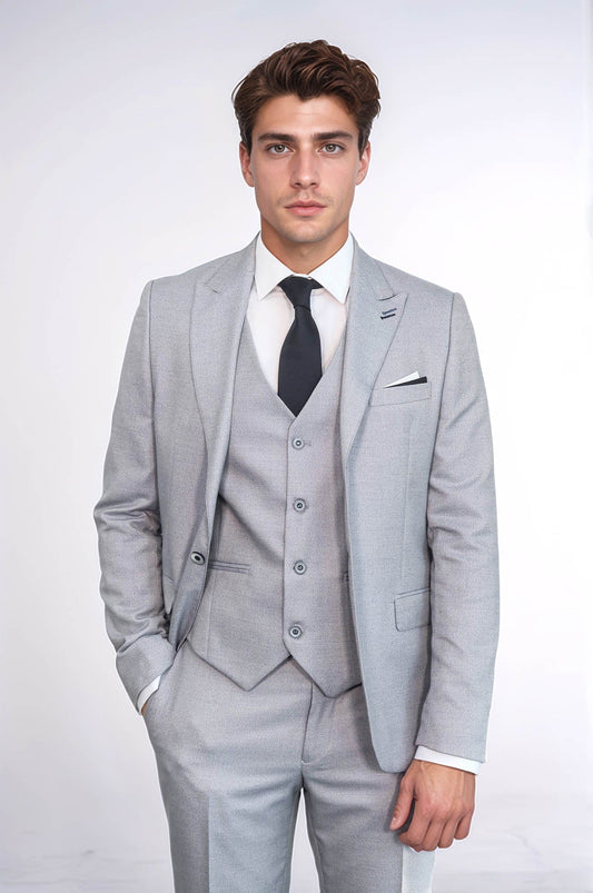 KOALA SYDNEY  Patterned Light Blue 3 Piece Suit |
