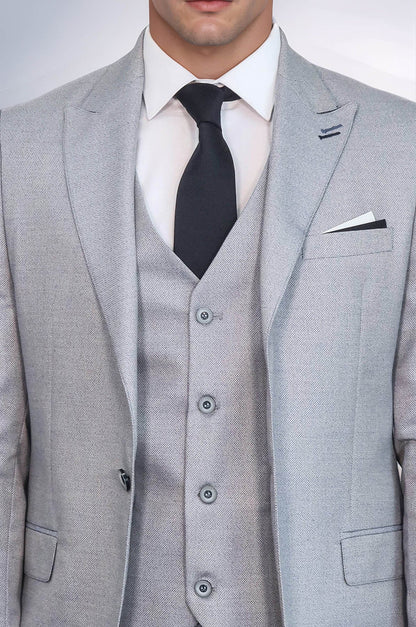 KOALA SYDNEY  Patterned Light Blue 3 Piece Suit |